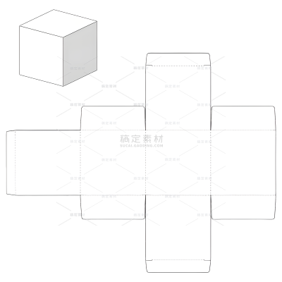 样机系列白色正方体包装盒平面展开图（td）