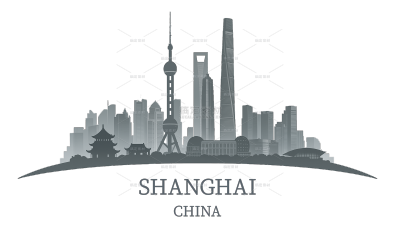 建筑系列城市上海剪影线稿（td）