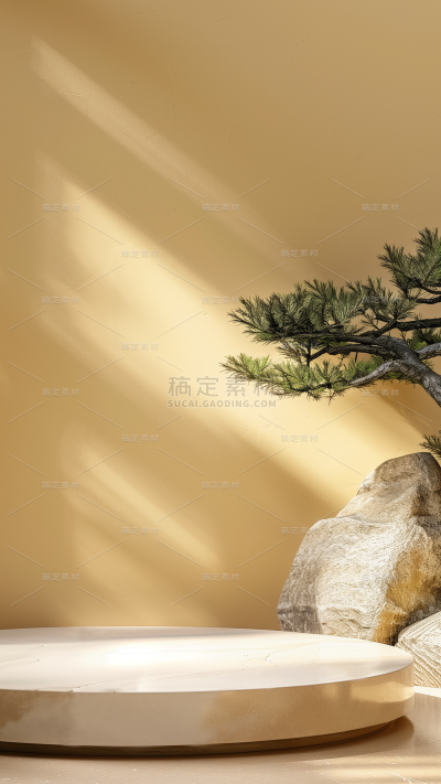 中国风通用新中式展台实景光影展示背景图片素材