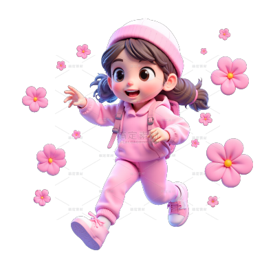 儿童节软3D风可爱女孩元素