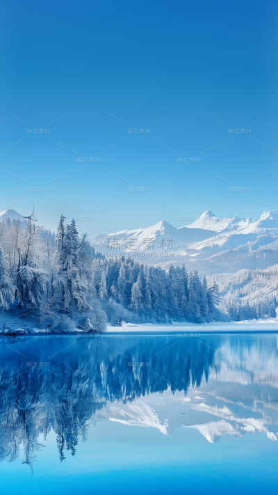 冬季节气通用冰雪森林湖泊背景