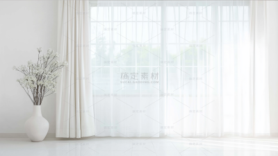 家居系列-通用-写实室内白纱窗背景横板