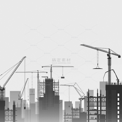建筑系列扁平风黑色渐变建筑施工剪影图片（td）