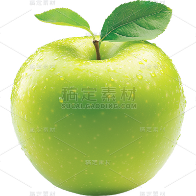果蔬系列-通用-写实青苹果整颗/组合/切片贴纸 