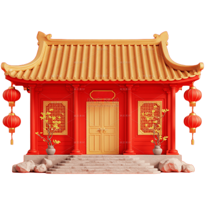 除夕&春节实景感喜庆中式建筑元素