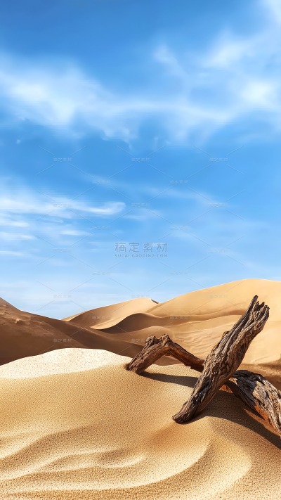 风光系列写实沙漠蓝天展台背景