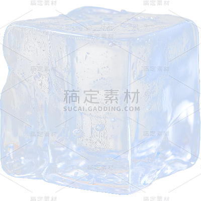 通用3D立体透明冰块固体冰冻凉爽元素