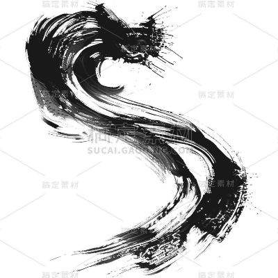 中国风通用黑色水墨笔画元素素材
