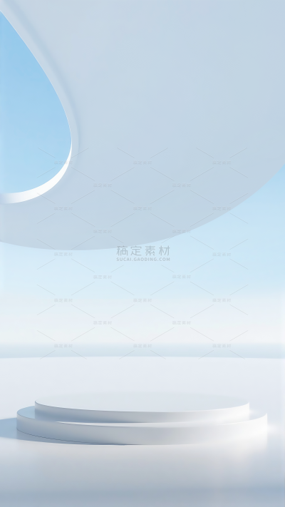 背景系列简约感白色立体扭曲曲线圆形展台背景
