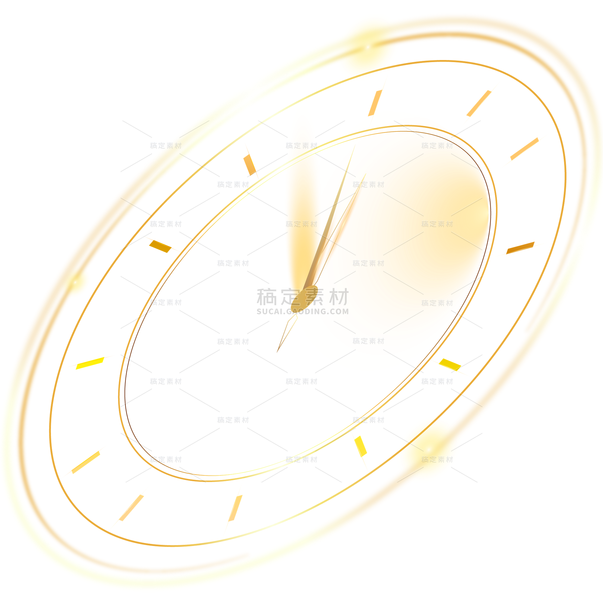 元旦简约金色时钟元素