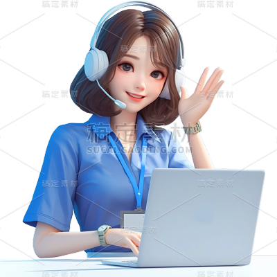 图标系列3D虚拟人物客服贴纸