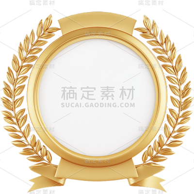 表彰系列轻拟物风圆形底麦穗徽章贴纸