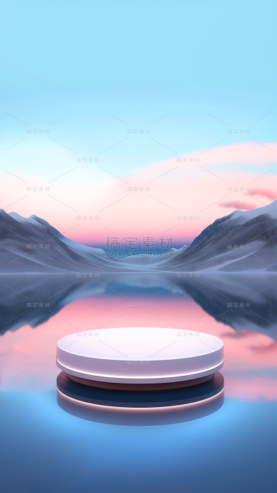 通用合成雪山展台背景素材