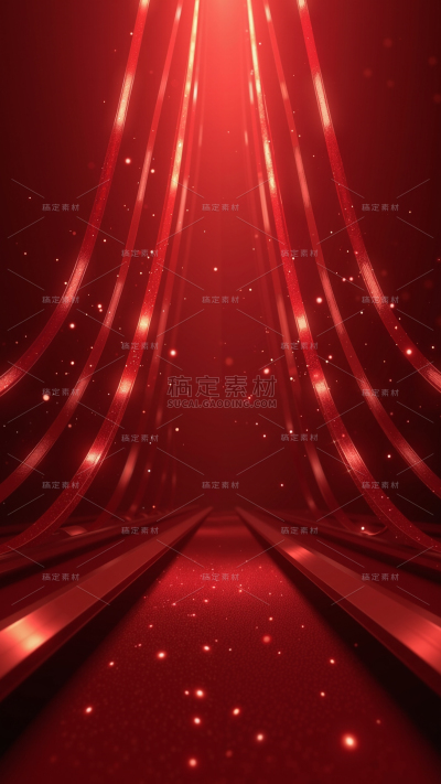 年货节现代奢华飘带灯效背景