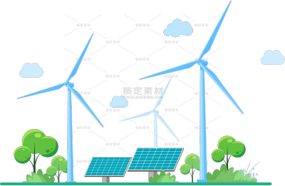 交通系列简约绿色风车概念插画元素（td）