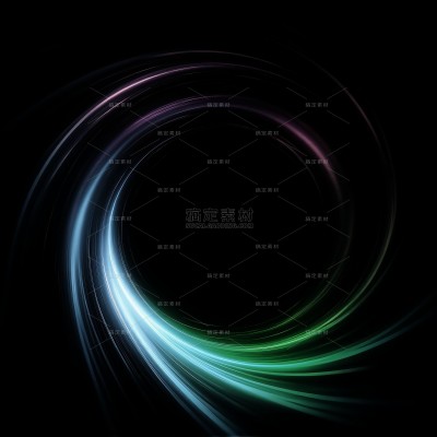 常规特效系列科技感蓝绿色渐变曲线漩涡