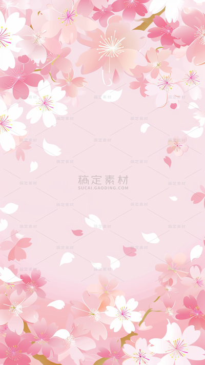 植物樱花插画花瓣背景场景图片素材