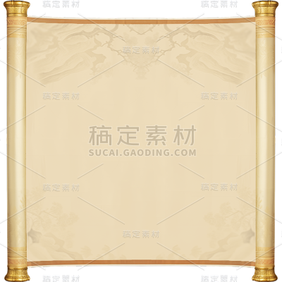 中国风通用中式黄色横版卷轴元素素材