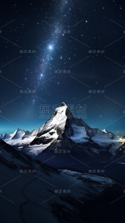 夜空山峰自然风景