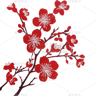 扁平红色梅花花朵