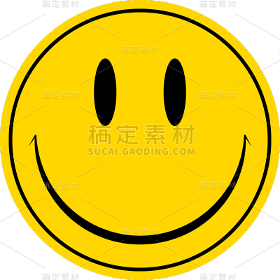 图标系列-通用-矢量黄色笑脸图标带嘴角贴纸