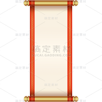 年货节电商促销活动中国风中式插画卷轴素材元素