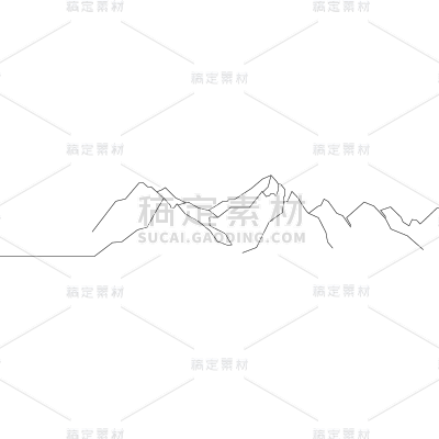 简约线条山贴纸元素