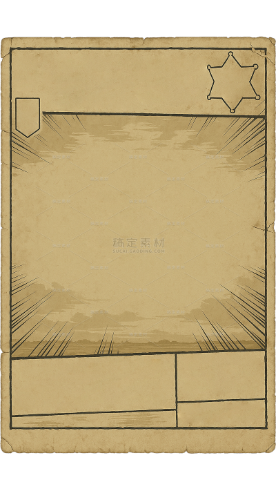 边框系列复古感泛黄纸纹漫画框（td）