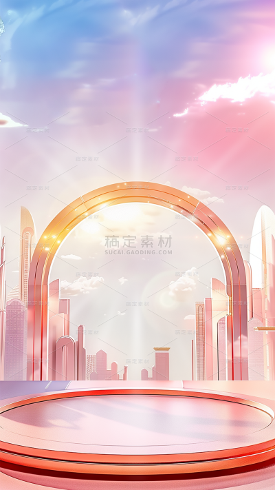 618通用光效展台天空拱门展台背景图片素材