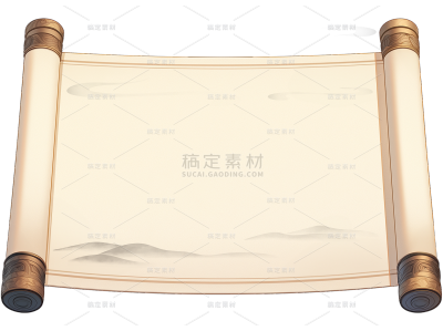 中国风拟物卷轴元素贴纸