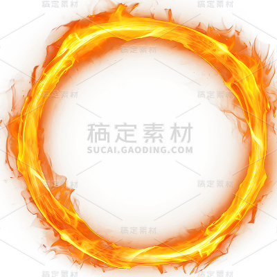 通用红色火圈燃烧的火焰圈元素贴纸
