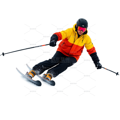 健身系列插画风户外滑雪单人