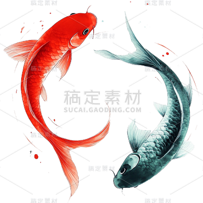 动物系列水墨风无描边锦鲤