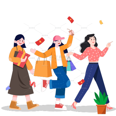 电商促销活动618双十一双11双12双十二矢量插画购物人物组合元素