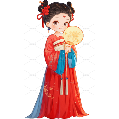 服饰系列卡通可爱风Q版穿汉服女生