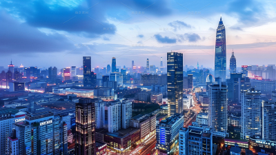 建筑系列通用中景城市夜景横版背景图片