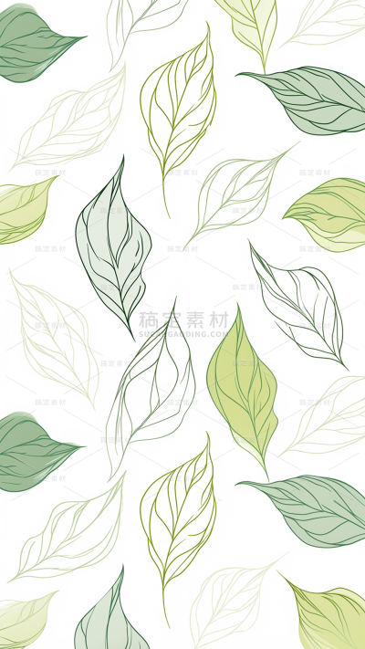 植物通用插画平铺树叶背景场景图片素材