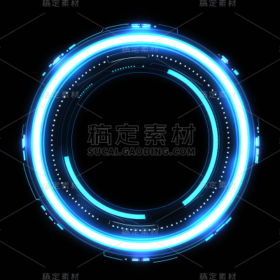 特效通用蓝色科技感光圈元素素材