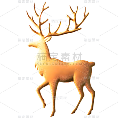圣诞节平安夜3D立体金色麋鹿圣诞装饰元素素材