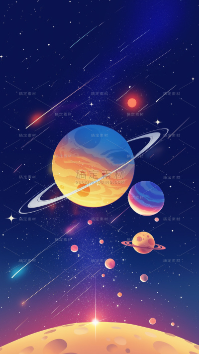 宇宙系列手绘宇宙竖版