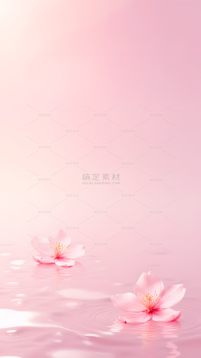常规唯美感水面樱花背景