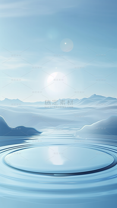 背景通用蓝色圆圈水面展台背景场景图片素材