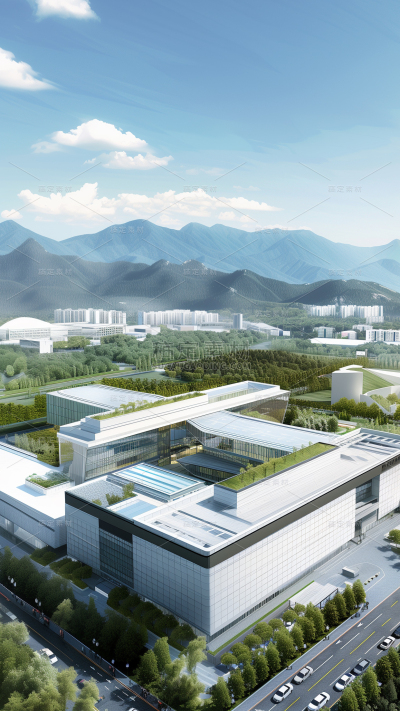 建筑通用现代化工业园区俯视拍摄图