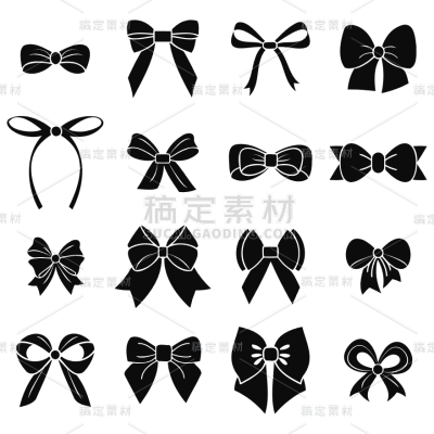 装饰系列矢量蝴蝶结元素组合（td）