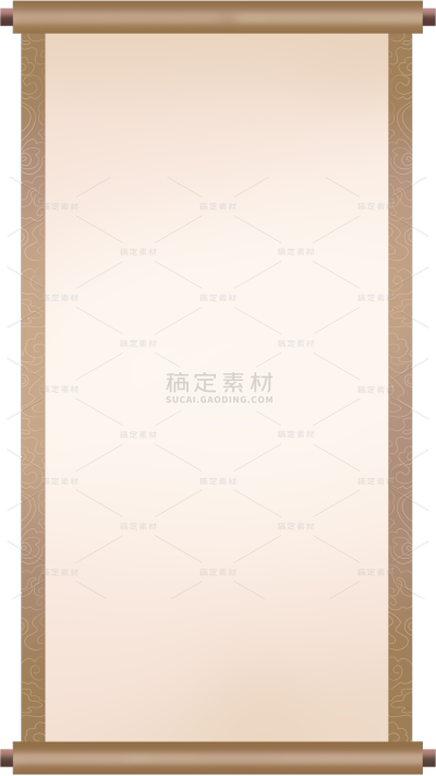 常规通用古风简约风中式卷轴框贴纸元素素材