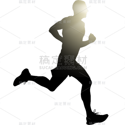 五四青年节通用黑色高光运动剪影人物元素素材