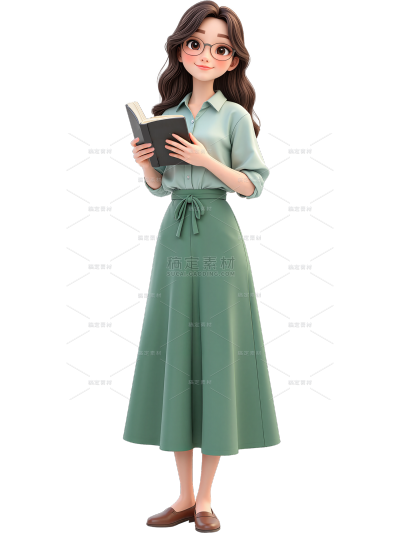 教师节3D人物书本元素