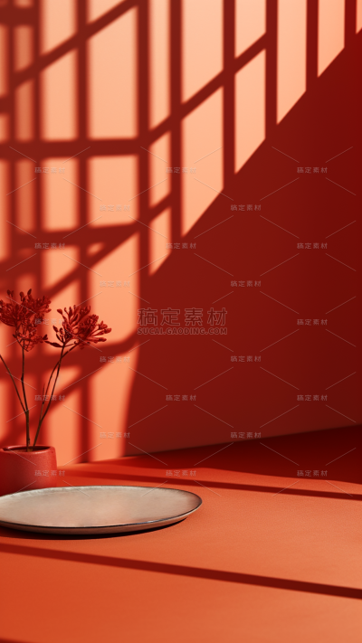 通用电商促销3D立体中国风中式室内光感场景背景图片素材