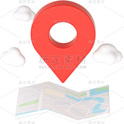图标系列-通用-软3D位置+地图组合贴纸