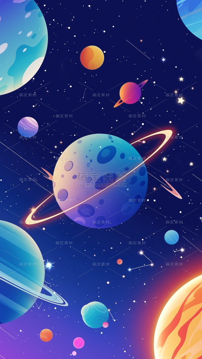 宇宙系列手绘宇宙竖版